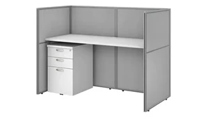 Cubicles Bush Furniture 60in W Straight Desk Closed Office with 45in H Panels and 3 Drawer Mobile Pedestal