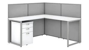 Cubicles Bush 60in W L-Shaped Open Cubicle Desk with 3 Drawer Mobile File Cabinet and 45in H Panels