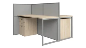 Cubicles Bush 60in W 2 Person Straight Desk Open Office with 3 Drawer Mobile Pedestals and 45in H Panels