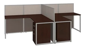 Cubicles Bush Furnishings 60in W 2 Person L-Desk Open Office with 2 - 3 Drawer Mobile Pedestals and 45in H Panels