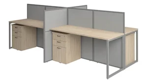 Cubicles Bush 60in W 4 Person Straight Desk Open Office with 3 Drawer Mobile Pedestals
