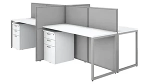 Cubicles Bush Furniture 60in W 4 Person Open Cubicle Desk with 4 Mobile File Cabinets and 45in H Panels
