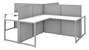 Cubicles Bush Furniture 60in W 4 Person L-Desk Open Office with 45in H Panels