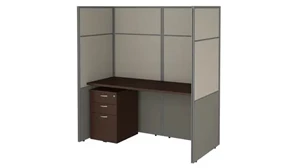 Cubicles Bush Furniture 60in W Cubicle Desk with File Cabinet and 66in H Closed Panels Workstation