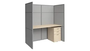 Cubicles Bush 60in W Cubicle Desk with File Cabinet and 66in H Closed Panels Workstation