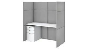 Cubicles Bush Furnishings 60in W Cubicle Desk with File Cabinet and 66in H Closed Panels Workstation