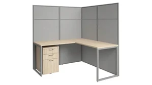 Cubicles Bush 60in W L-Shaped Cubicle Desk with File Cabinet and 66in H Panels