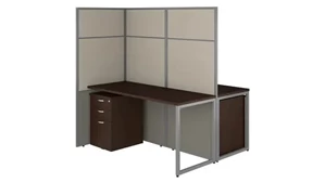 Cubicles Bush Furnishings 60in W 2 Person Cubicle Desk with File Cabinets and 66in H Panels