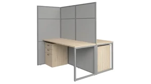 Cubicles Bush 60in W 2 Person Cubicle Desk with File Cabinets and 66in H Panels