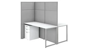 Cubicles Bush Furnishings 60in W 2 Person Cubicle Desk with File Cabinets and 66in H Panels