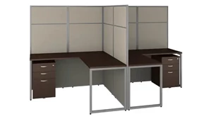 Cubicles Bush Furniture 60in W 2 Person L-Shaped Cubicle Desk with Drawers and 66in H Panels