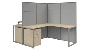 Cubicles Bush Furniture 60in W 2 Person L-Shaped Cubicle Desk with Drawers and 66in H Panels