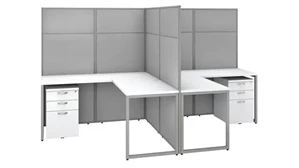 Cubicles Bush Furnishings 60in W 2 Person L-Shaped Cubicle Desk with Drawers and 66in H Panels