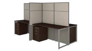 Cubicles Bush Furniture 60in W 4 Person Cubicle Desk with File Cabinets and 66in H Panels