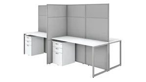Cubicles Bush Furniture 60in W 4 Person Cubicle Desk with File Cabinets and 66in H Panels
