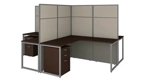 Cubicles Bush 60in W 4 Person L-Shaped Cubicle Desk with Drawers and 66in H Panels