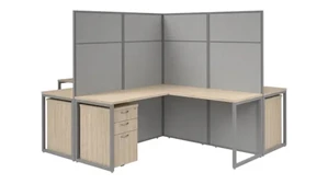 Cubicles Bush 60in W 4 Person L-Shaped Cubicle Desk with Drawers and 66in H Panels