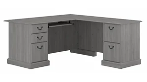 L Shaped Double Pedestal Desks Bush Furnishings 66in L-Shaped Executive Desk