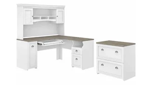 L Shaped Desks with Hutch Bush Furnishings 60in W L-Shaped Desk with Hutch and Lateral File Cabinet