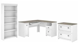 Office Suites Bush Furnishings 60in W L-Shaped Desk with Lateral File Cabinet and 5 Shelf Bookcase