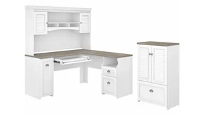 L Shaped Desks with Hutch Bush Furnishings 60in W L-Shaped Desk with Hutch and Storage Cabinet with File Drawer