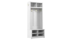 Coat Racks & Hall Trees Bush Furniture Entryway Storage Set with 30in W Hall Tree and Shoe Bench
