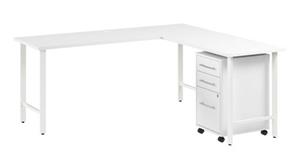 L Shaped Single Pedestal Desks Bush Furniture 72in W x 24in D L-Shaped Computer Desk with 3 Drawer Mobile File Cabinet