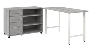 Office Suites Bush Furniture 48in W x 24in D Computer Desk and Storage Cabinet with Drawers and Shelves