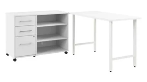 Office Suites Bush Furniture 48in W x 24in D Computer Desk and Storage Cabinet with Drawers and Shelves