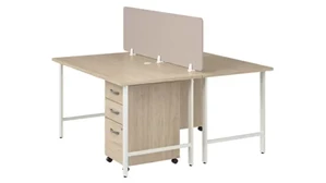 Workstations & Cubicles Bush Furnishings 2 Person Computer Desk with Mobile File Cabinets, Power Grommets, and Privacy Screen