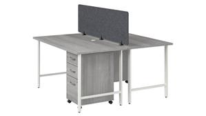 Workstations & Cubicles Bush Furniture 2 Person Computer Desk with Mobile File Cabinets, Power Grommets, and Privacy Screen