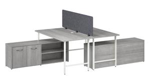 Workstations & Cubicles Bush Furniture 2 Person Computer Desk with Low Storage Cabinets, Power Grommets, and Privacy Screen