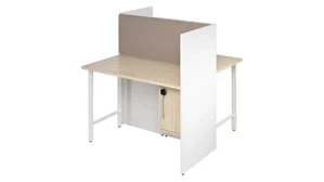 Cubicles Bush Furnishings 48in  2 Person Office Cubicles with Locking Storage and Large Tackboards