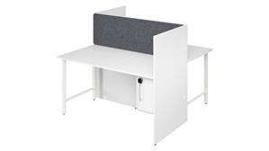 Cubicles Bush Furnishings 60in  2 Person Office Cubicles with Locking Storage and Large Tackboards
