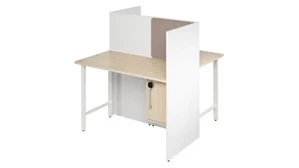 Cubicles Bush Furnishings 48in  2 Person Office Cubicles with Locking Storage Cabinet