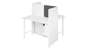 Cubicles Bush Furnishings 48in  2 Person Office Cubicles with Locking Storage Cabinet