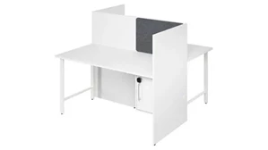 Cubicles Bush Furnishings 60in  2 Person Office Cubicles with Locking Storage Cabinet
