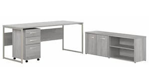 Office Suites Bush Furniture 72in W x 30in D Computer Table Desk with Storage and Assembled Mobile File Cabinet