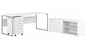 Office Suites Bush Furnishings 72in W x 30in D Computer Table Desk with Storage and Assembled Mobile File Cabinet