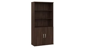 Standard Bookcases Bush Furnishings Tall 5 Shelf Bookcase with Doors