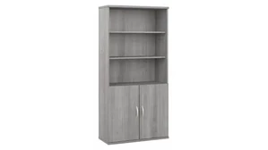 Standard Bookcases Bush Furnishings Tall 5 Shelf Bookcase with Doors
