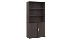 Standard Bookcases Bush Furniture Tall 5 Shelf Bookcase with Doors