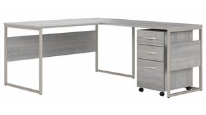 L Shaped Single Pedestal Desks Bush Furniture 60in W x 72in D L-Shaped Table Desk with Mobile File Cabinet