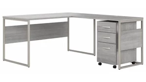 L Shaped Single Pedestal Desks Bush Furnishings 60in W x 72in D L-Shaped Table Desk with Mobile File Cabinet