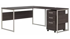 L Shaped Single Pedestal Desks Bush Furnishings 60in W x 72in D L-Shaped Table Desk with Mobile File Cabinet