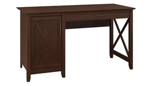 Stand-Alone Single Pedestal Desks Bush Furniture 54in W Computer Desk with Storage