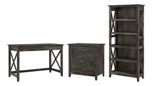 Office Suites Bush Furnishings 48in W Writing Desk with 2 Drawer Lateral File Cabinet and 5 Shelf Bookcase