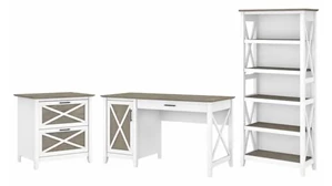 Office Suites Bush Furnishings 54in W Computer Desk with 2 Drawer Lateral File Cabinet and 5 Shelf Bookcase