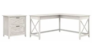 L Shaped Desk Shells Bush Furnishings 60in W L-Shaped Desk with Lateral File Cabinet