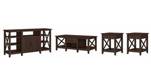 TV Stands Bush Furniture TV Stand with Coffee Table and Set of 2 End Tables